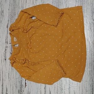 3/$25 Child of mine yellow mustard long sleeves polka dot top size 18 m